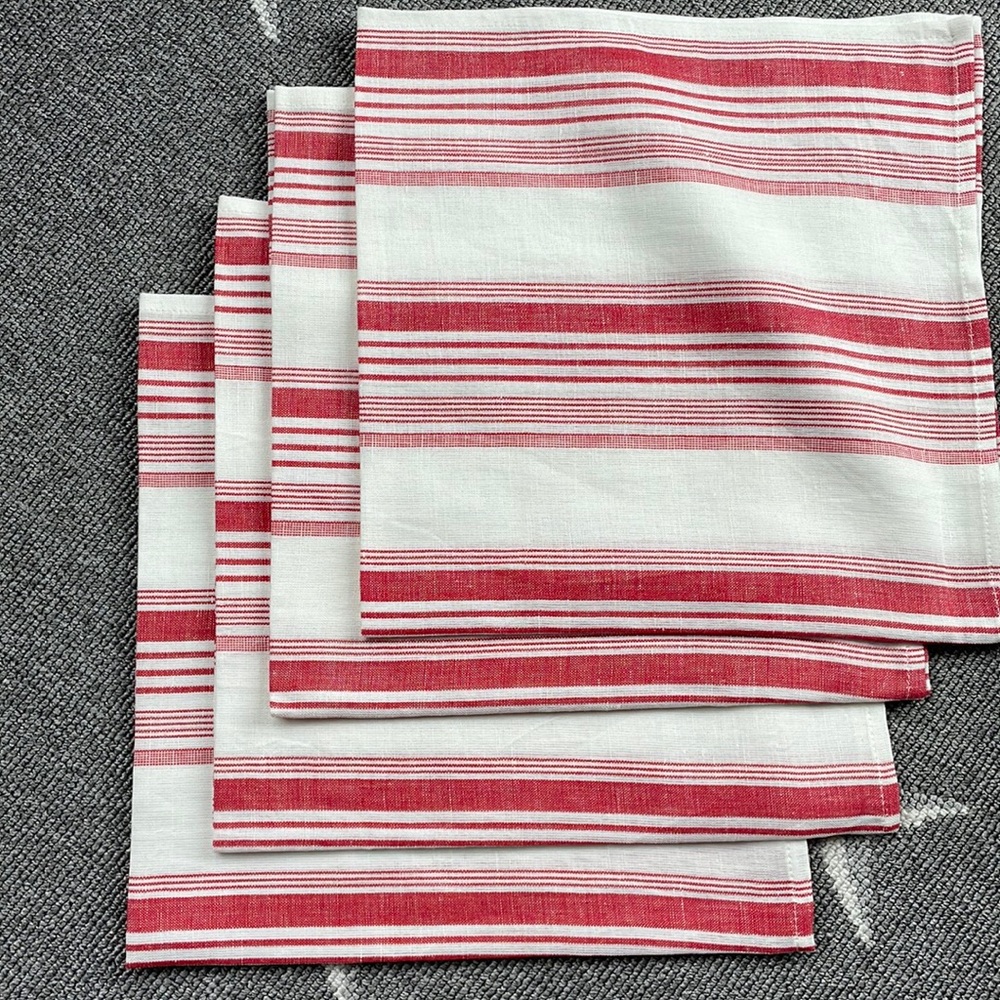 Juliska Tattersall stripe napkins (4) NWOT